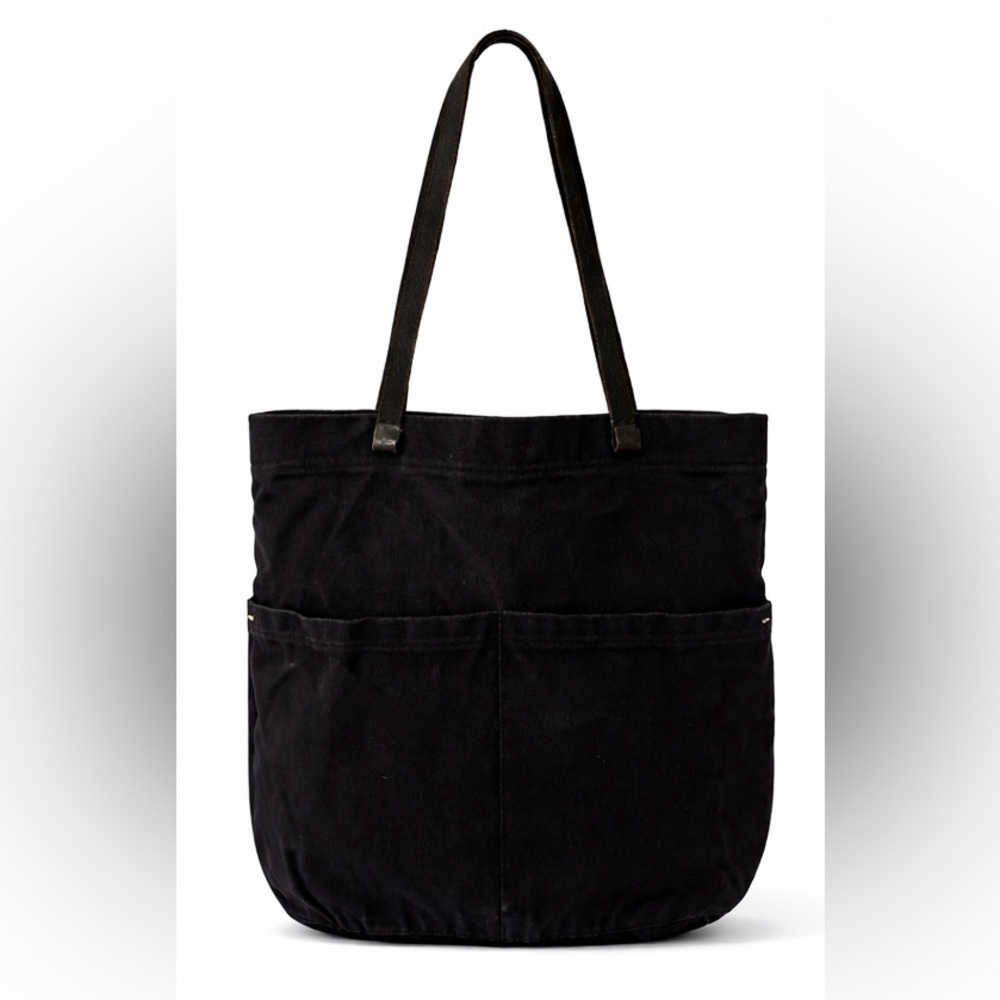 Japanese Style Canvas Utility Tote Black Minimalist Workwear Bag